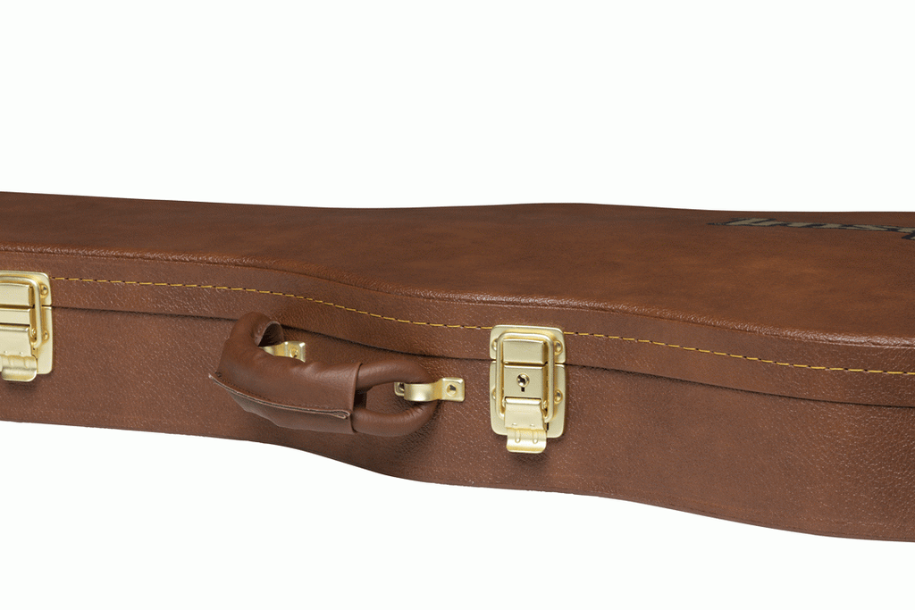 Gibson ES-339 electric guitar hardshell case with black exterior and handle, designed for secure protection of guitar instruments.