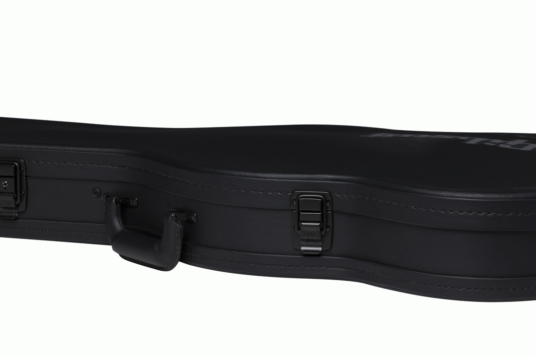 Gibson SG Bass modern guitar hardshell case with black exterior and molded interior for protecting bass guitars during transport.