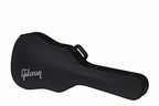 Gibson dreadnought modern acoustic guitar hardshell case with black exterior and sturdy handle, designed for guitar protection.