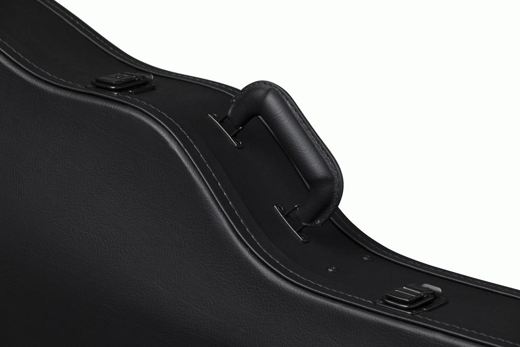 Gibson dreadnought acoustic guitar hardshell case with plush interior and sturdy exterior, designed for Gibson guitar protection.