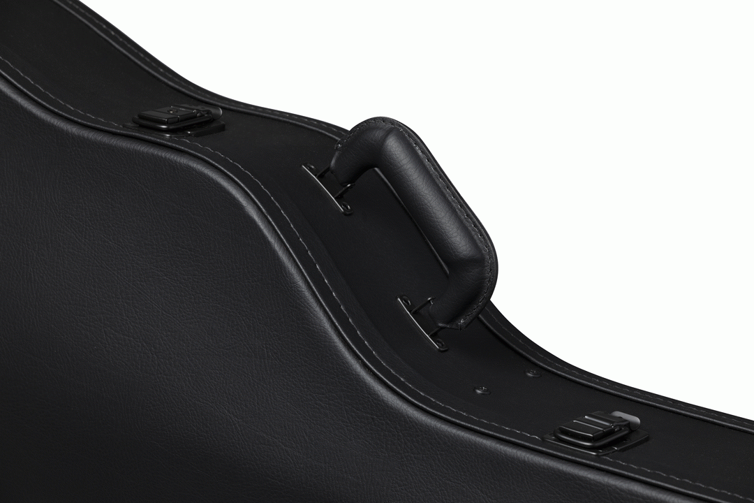 Gibson dreadnought acoustic guitar hardshell case with plush interior and sturdy exterior, designed for Gibson guitar protection.