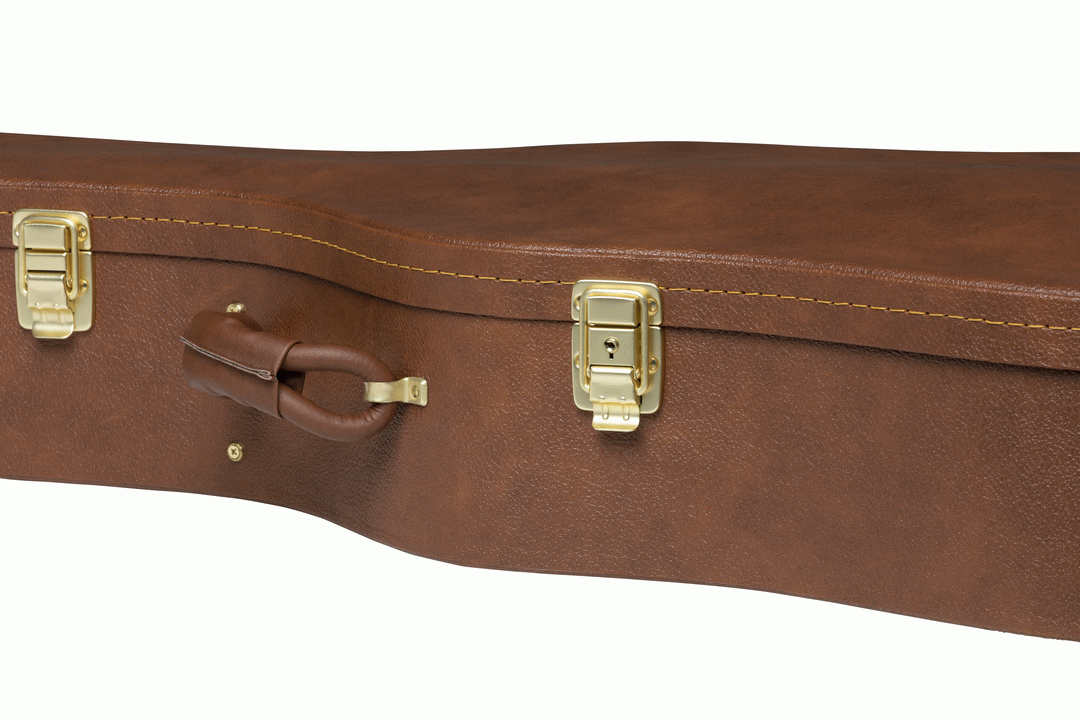 Gibson dreadnought acoustic guitar hardshell case with padded interior and sturdy exterior for secure travel and storage.
