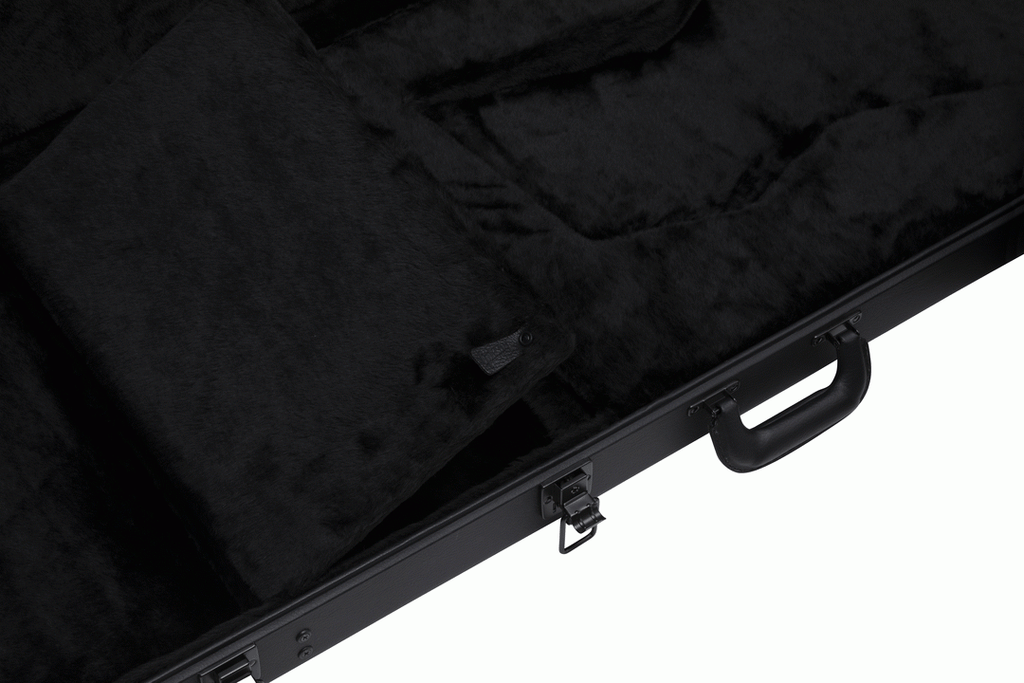 Gibson Explorer Modern electric guitar hardshell case with black exterior and padded interior for secure transport.