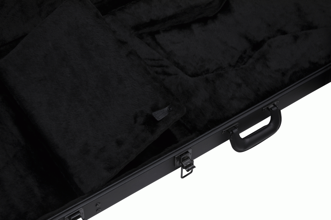 Gibson Explorer Modern electric guitar hardshell case with black exterior and padded interior for secure transport.