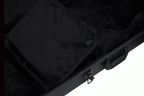 Gibson Firebird electric guitar hardshell case with black exterior and sturdy handle for secure transport and protection.