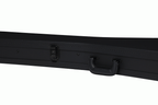 Gibson Flying V modern electric guitar in hardshell case with black exterior and handle, showcasing protective guitar storage.