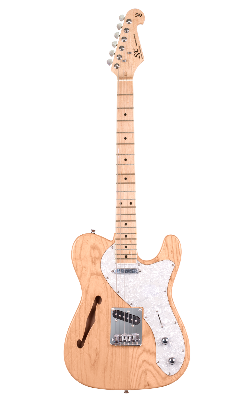 SX ASH3TNA Ash Series TL Style Hollow Body Electric Guitar in Natural Gloss