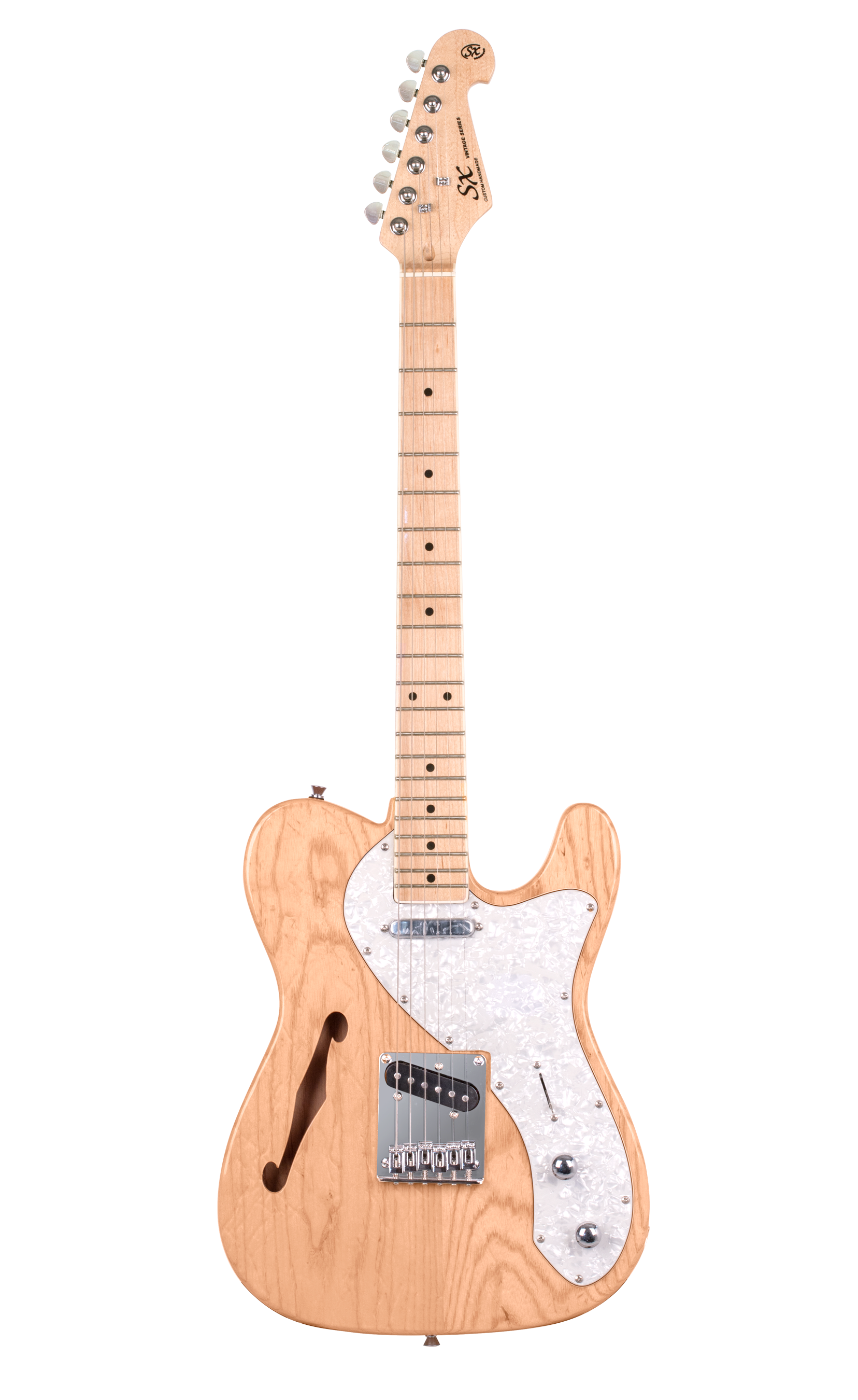 SX ASH3TNA Ash Series TL Style Hollow Body Electric Guitar in Natural Gloss