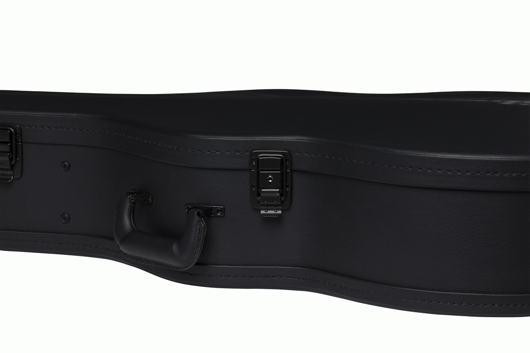 Gibson J185 modern acoustic guitar in a hardshell case, showcasing the protective exterior and handle for travel and storage.