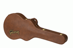 Gibson J185 Original acoustic guitar in a black hardshell case, showcasing the case's exterior and secure latch closure.