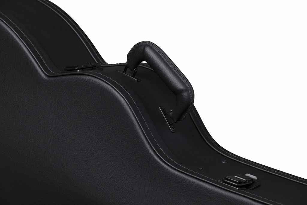 Gibson SJ200 modern acoustic guitar hardshell case with secure latches and padded interior for protection.