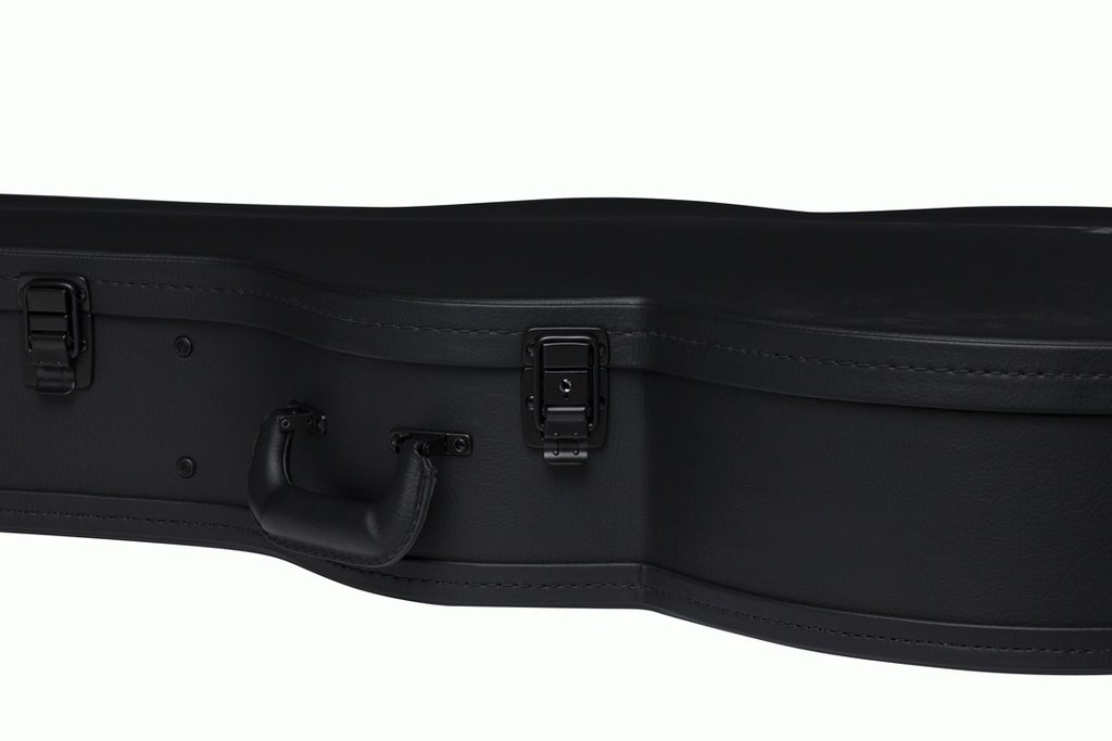 Gibson SJ200 modern acoustic guitar in a hardshell case, showing the sturdy exterior and interior padding for protection.