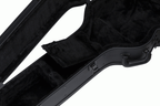 Gibson SJ200 modern acoustic guitar hardshell case open showing padded interior and secure latches for guitar protection.