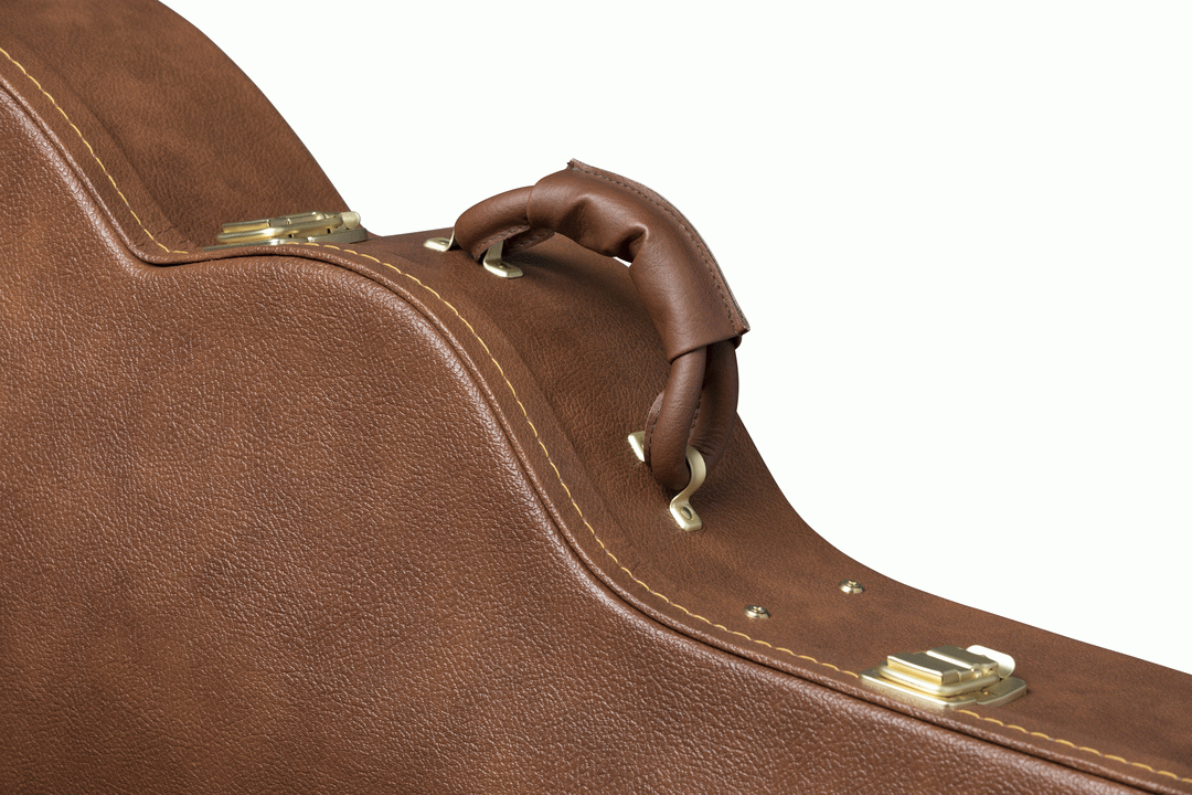 Gibson SJ200 acoustic guitar in a hardshell case, showcasing the sturdy Gibson guitar bag designed for musical instruments.