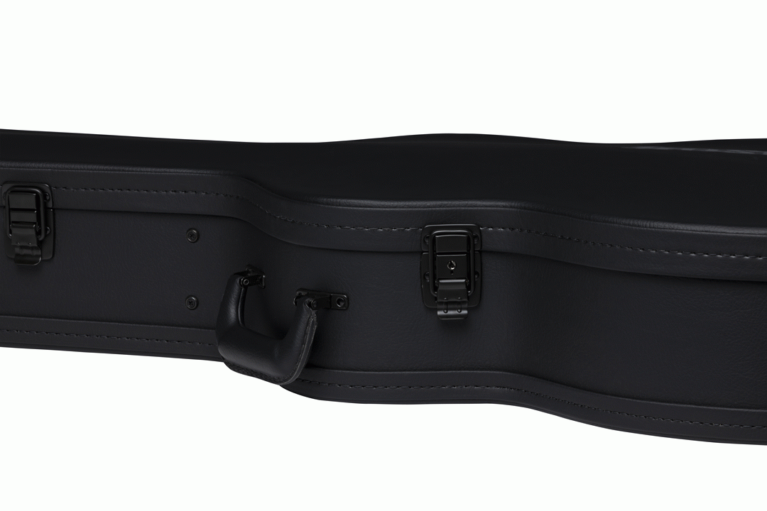 Gibson smallbody acoustic guitar in a modern hardshell case with padded interior and secure latches for protection.