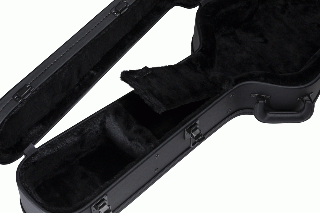 Gibson smallbody acoustic guitar in a modern hardshell case with padded interior and sturdy exterior, designed for protection and portability.