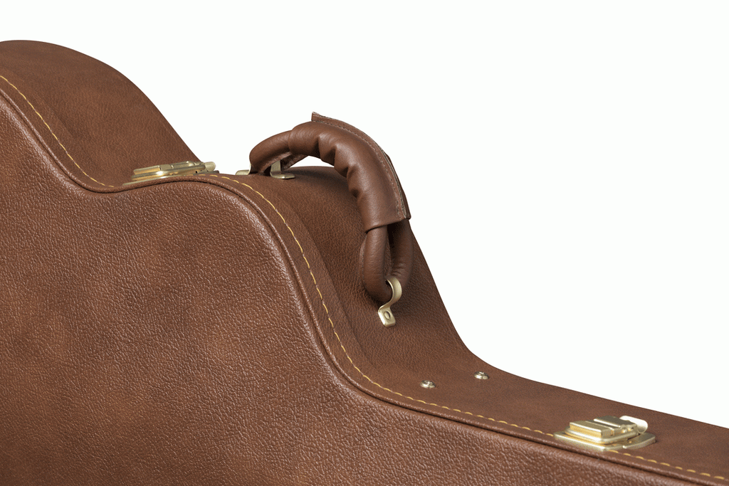 Gibson small body acoustic guitar hardshell case with plush interior and sturdy exterior for protection and transport.