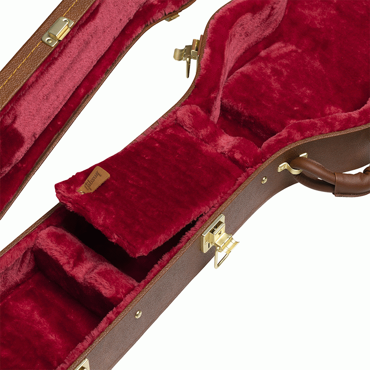 Gibson Les Paul Original electric guitar hardshell case with padded interior and sturdy exterior for guitar protection.