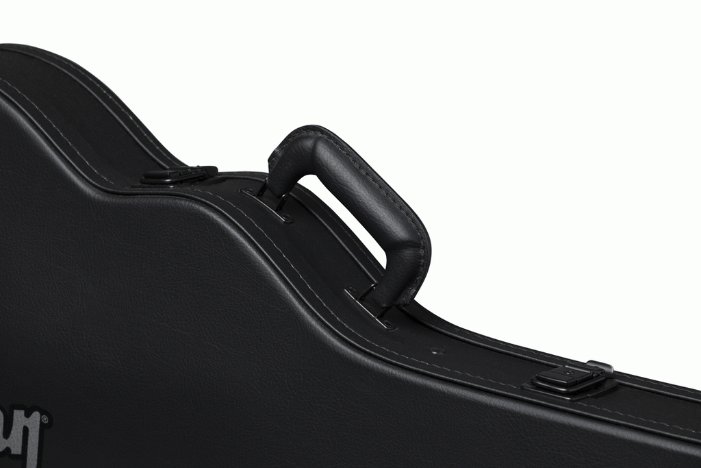 Gibson Les Paul Junior Modern electric guitar in hardshell case, showing the case's exterior with handle and padded interior.