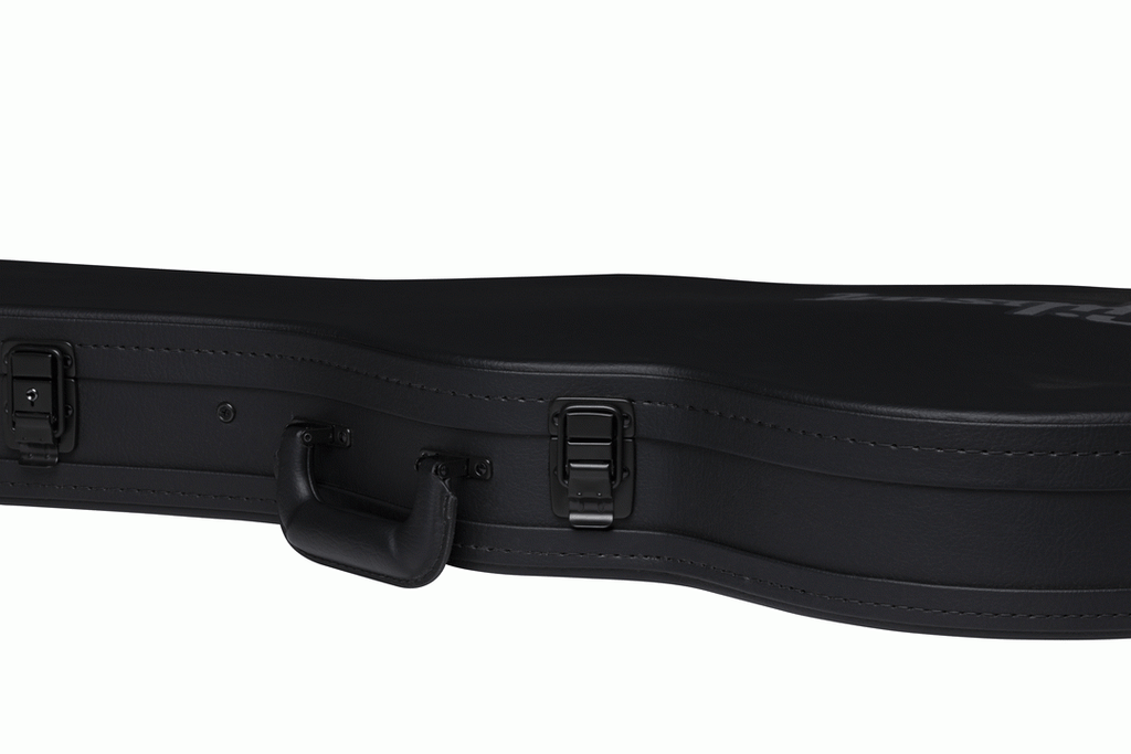 Gibson Les Paul Junior Modern electric guitar in hardshell case, showcasing the black protective exterior and padded interior.