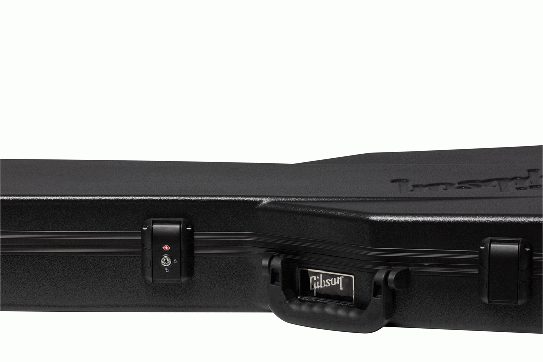 Gibson Deluxe protector electric guitar case for SG model, sturdy black gig bag with handle and zipper closures.