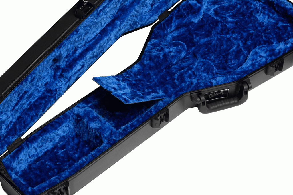 Gibson Deluxe Electric Guitar Case for SG model, black protective guitar bag with sturdy handle and secure latches.