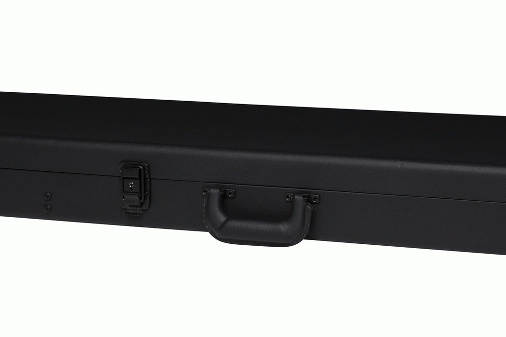 Gibson Thunderbird electric guitar hardshell case with black exterior and padded interior for secure guitar storage.