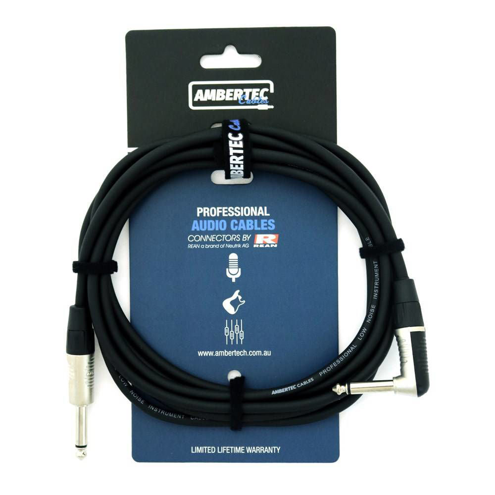 Ambertec Guitar Cable REAN Connectors Straight/Right Angle Black 3m