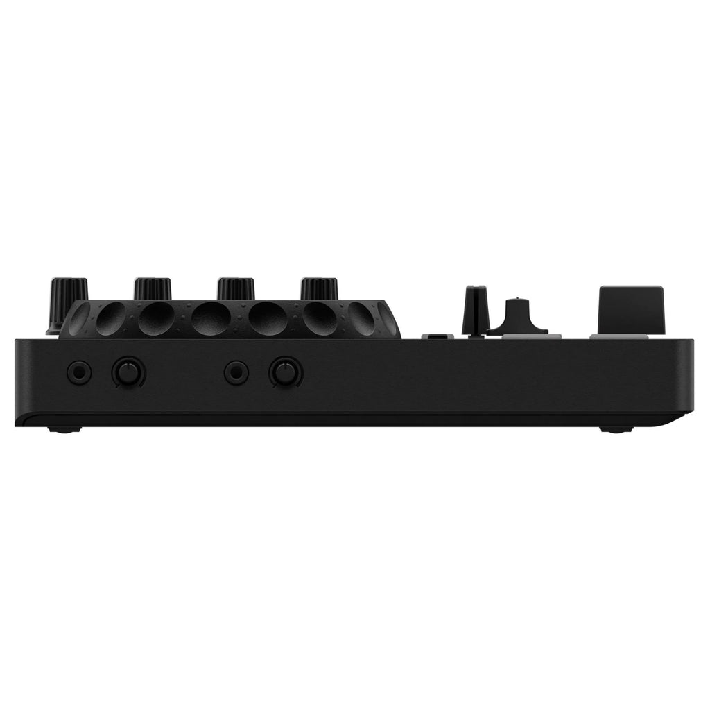AlphaTheta DDJ-FLX2 compact 2-channel DJ controller with jog wheels, mixer knobs, and performance pads for DJing.