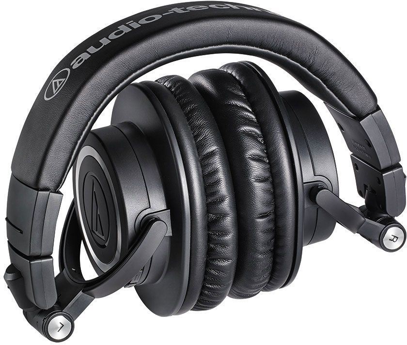 Black Audio-Technica ATH-M50x Bluetooth headphones with over-ear design, featuring sleek black ear cups and headband.