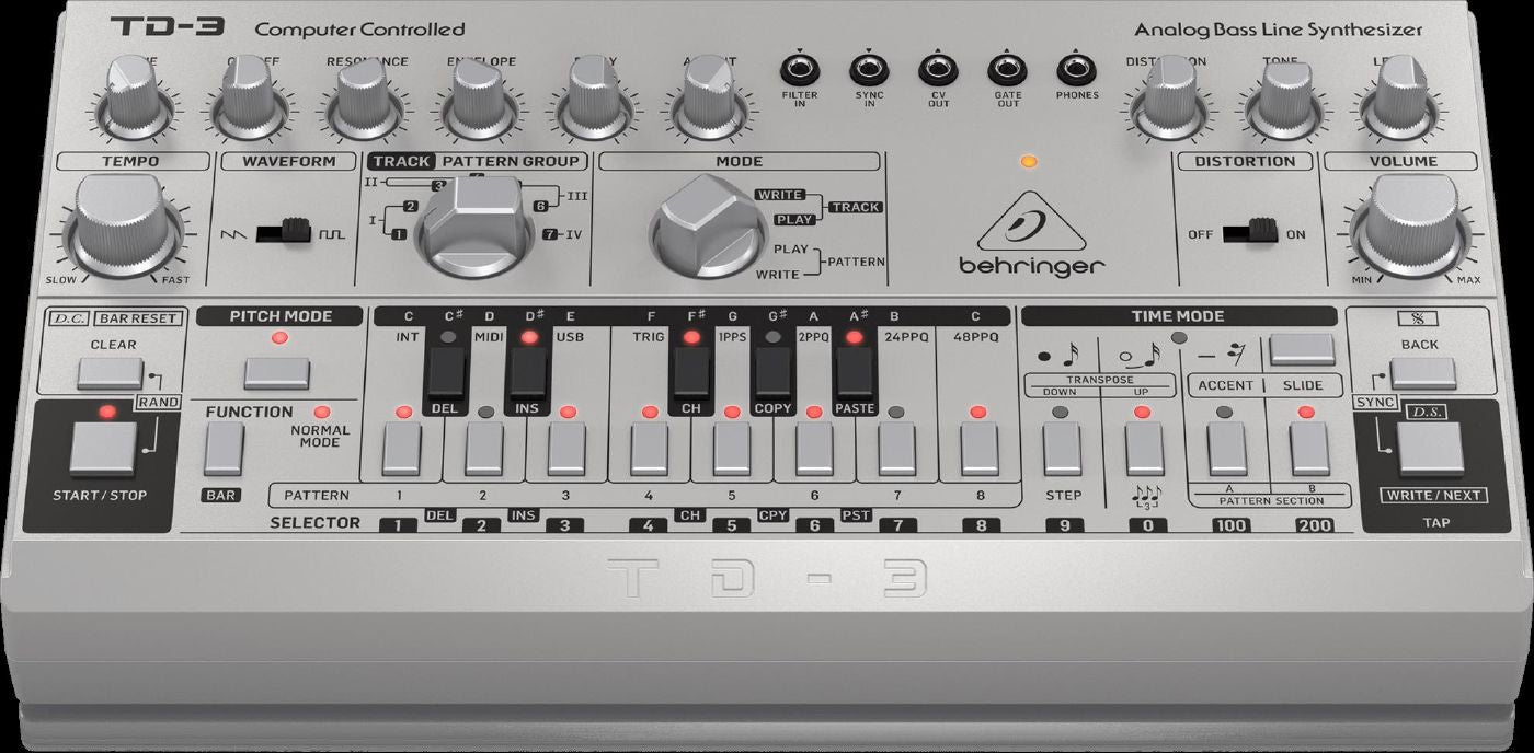 Behringer TD3-SR Analog Bass Line Synthesizer in Silver