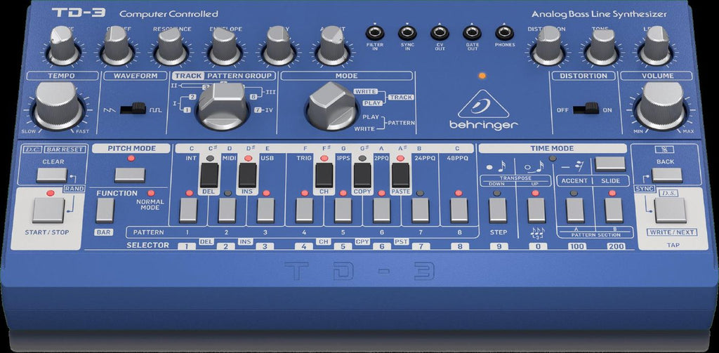 Behringer TD3-BU Analog Bass Line Synthesizer in Blue