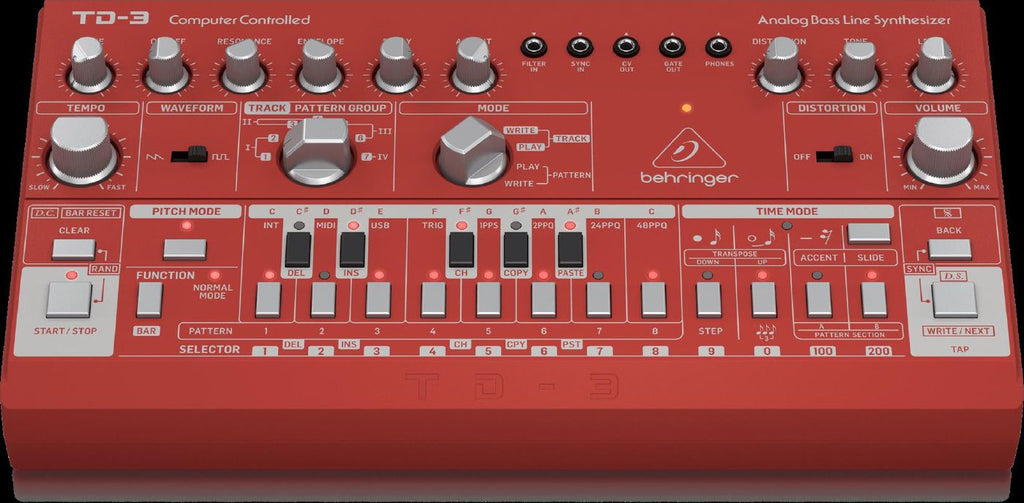 Behringer TD3-RD Analog Bass Line Synthesizer in Red