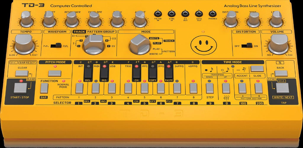 Behringer TD3-AM Analog Bass Line Synthesizer in Yellow