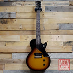 Gibson Les Paul Junior electric guitar in vintage tobacco burst finish, showing the solid body and single-cutaway design.