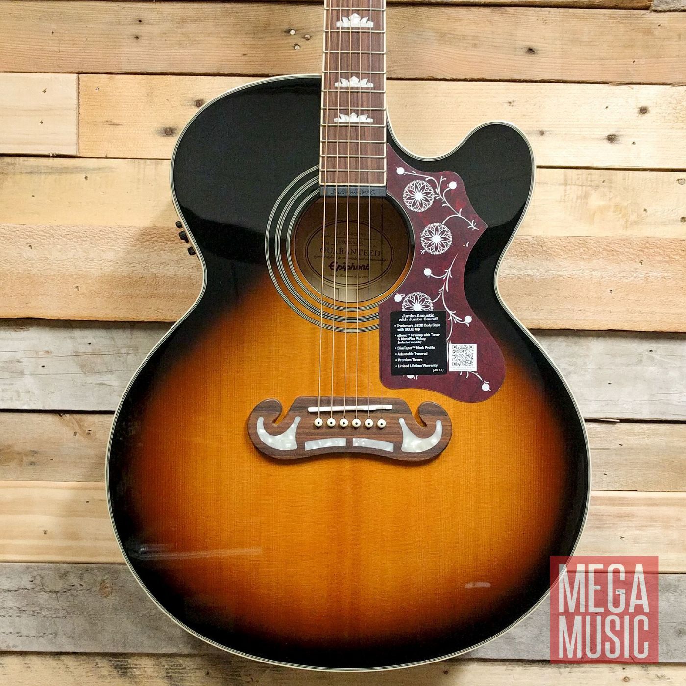 Epiphone EJ200SCE Acoustic Guitar Vintage Sunburst