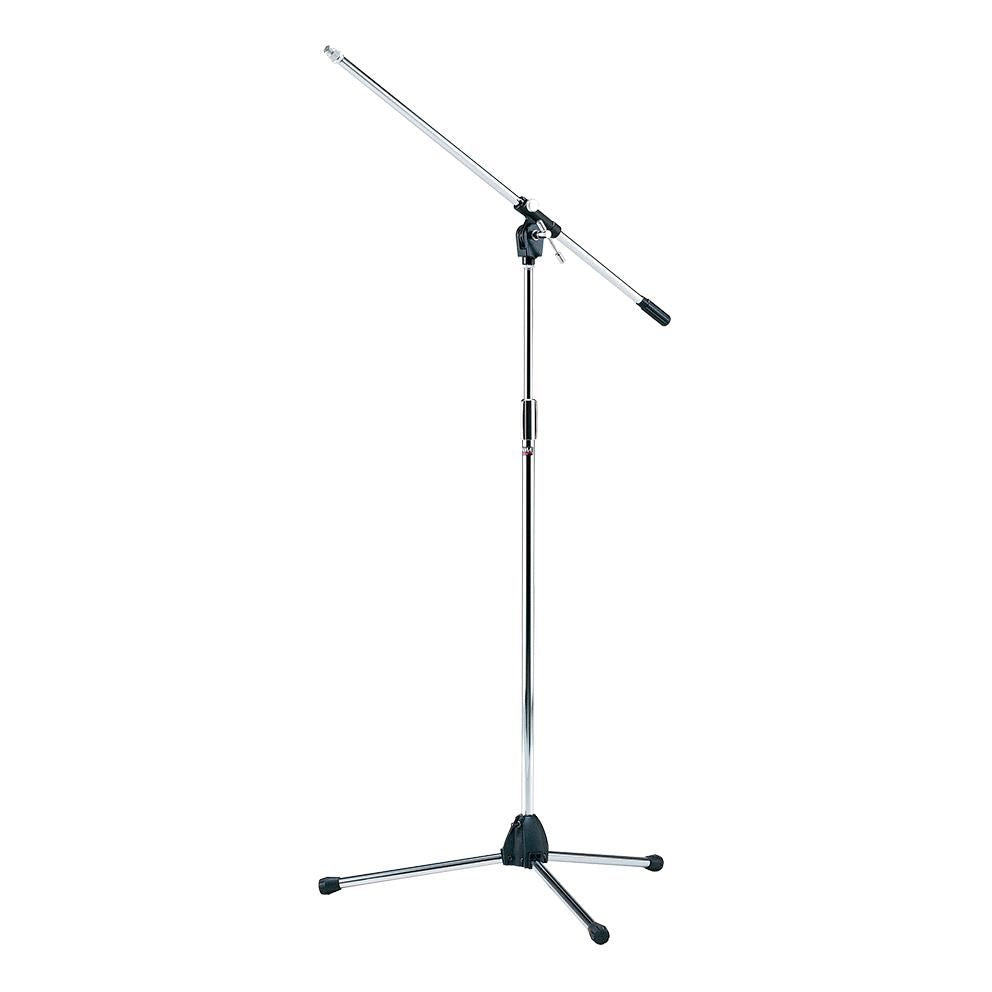 Tama MS205 microphone boom stand in chrome with adjustable arm and sturdy base, ideal for studio and stage audio setups.