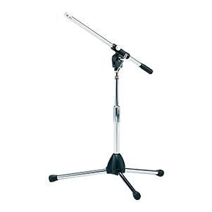 Tama MS205ST short boom microphone stand in chrome with adjustable arm and sturdy base for professional audio setups.