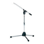 Tama MS205ST short boom microphone stand in chrome with adjustable arm and sturdy base for professional audio setups.