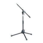 Tama MS205STBK short boom microphone stand in black with adjustable arm and sturdy base for professional audio setups.