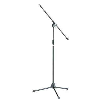 Black Tama MS205BK microphone boom stand with adjustable arm and sturdy base for professional audio setup.