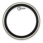 Aquaian PF10 Performance II 2-Ply Clear Drumhead displayed on a drum, showcasing its transparent, durable design for drum kit use.