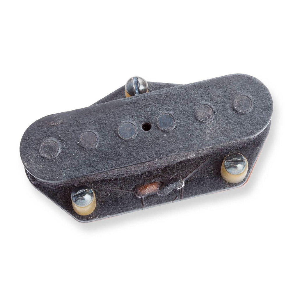 Seymour Duncan Antiquity Telecaster bridge pickup showing vintage-style pickup with metal cover and wiring components.