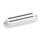 White Seymour Duncan SHR-1B Hot Rails Strat electric guitar pickup with mounting hardware and wiring visible.