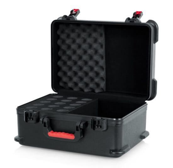 Gator GTSA-MIC15 Molded Microphone Case with Drops for 15 Microphones & TSA Latches