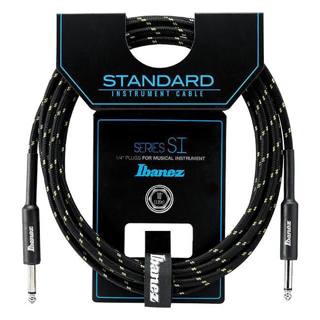 Ibanez SI10 BG 10ft Guitar Cable in Black/Green Woven