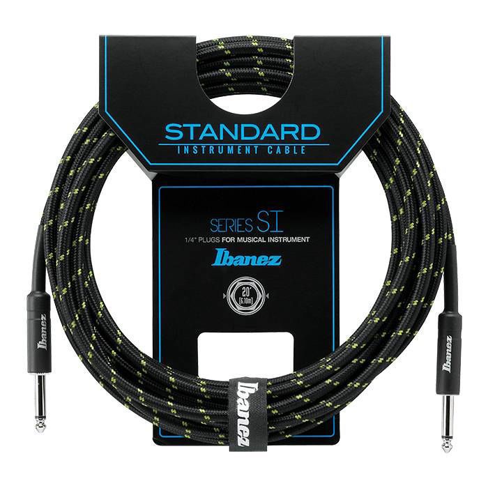 Ibanez SI20 20ft Guitar Cable in Black/Green Woven