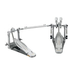 Tama Speed Cobra double kick drum pedal for bass drums, featuring black and silver finish with footplate and tension adjustment.