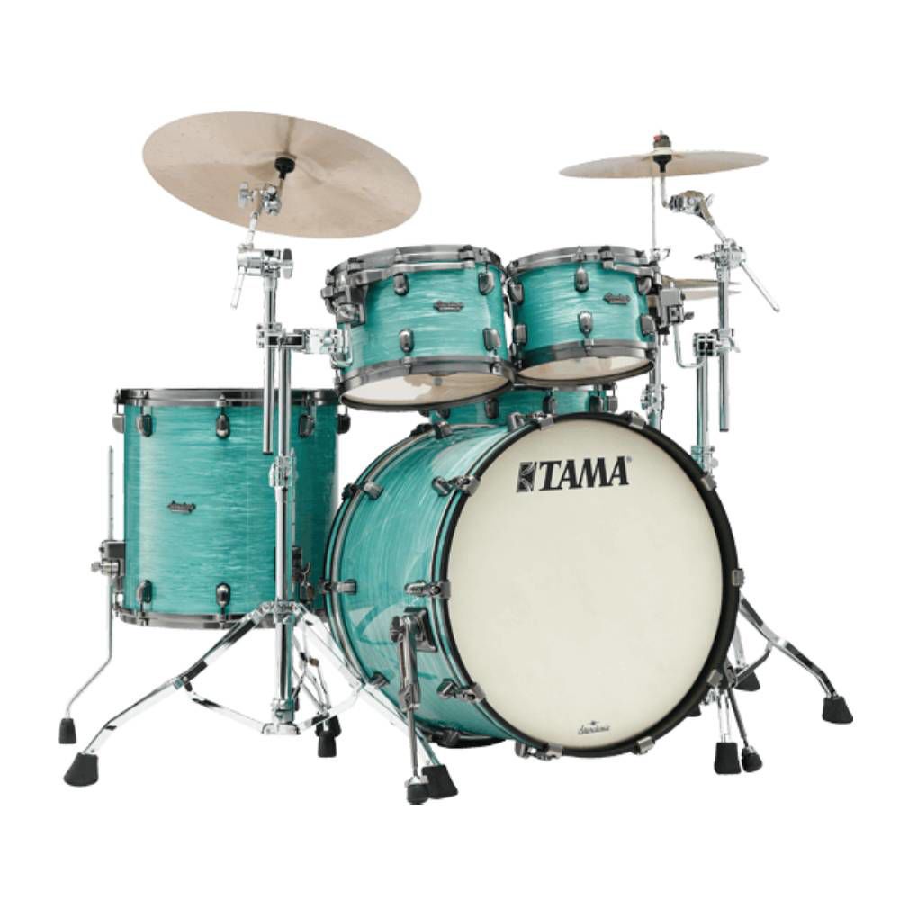 Tama Starclassic Maple 4-piece Shell Pack Drum Kit with 22 Bass Drum Black Nickel Shell Hardware in Surf Green Silk