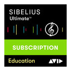 Avid Sibelius Ultimate Teacher notation software on a digital delivery interface showcasing user-friendly features.